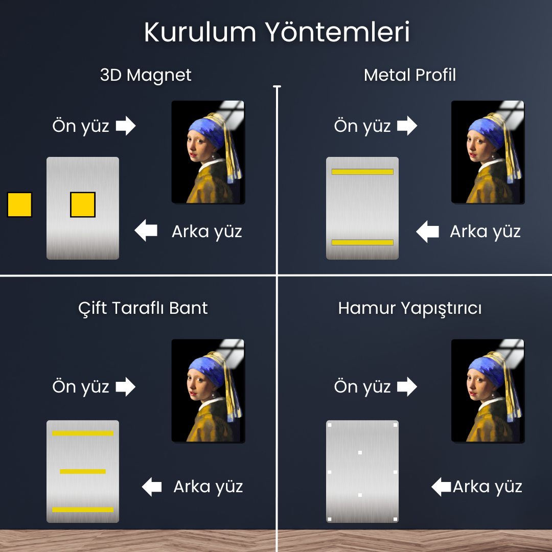 İnci Küpeli Kız - (Girl with a Pearl Earring) - Johannes Vermeer - Metal Poster & Tablo