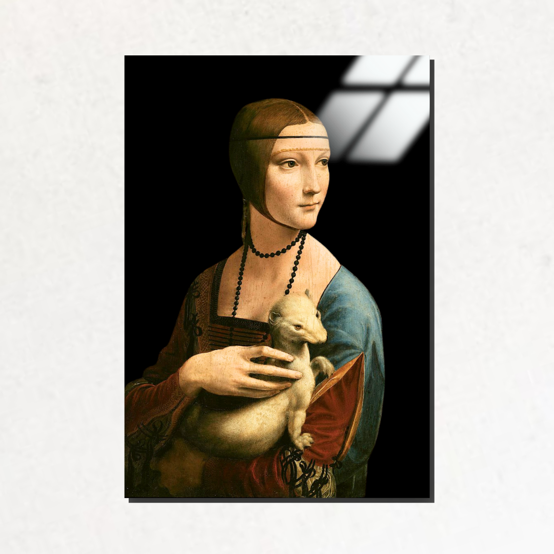 Kakımlı Kadın (Lady with an Ermine) - Leonardo da Vinci - Metal Poster & Tablo