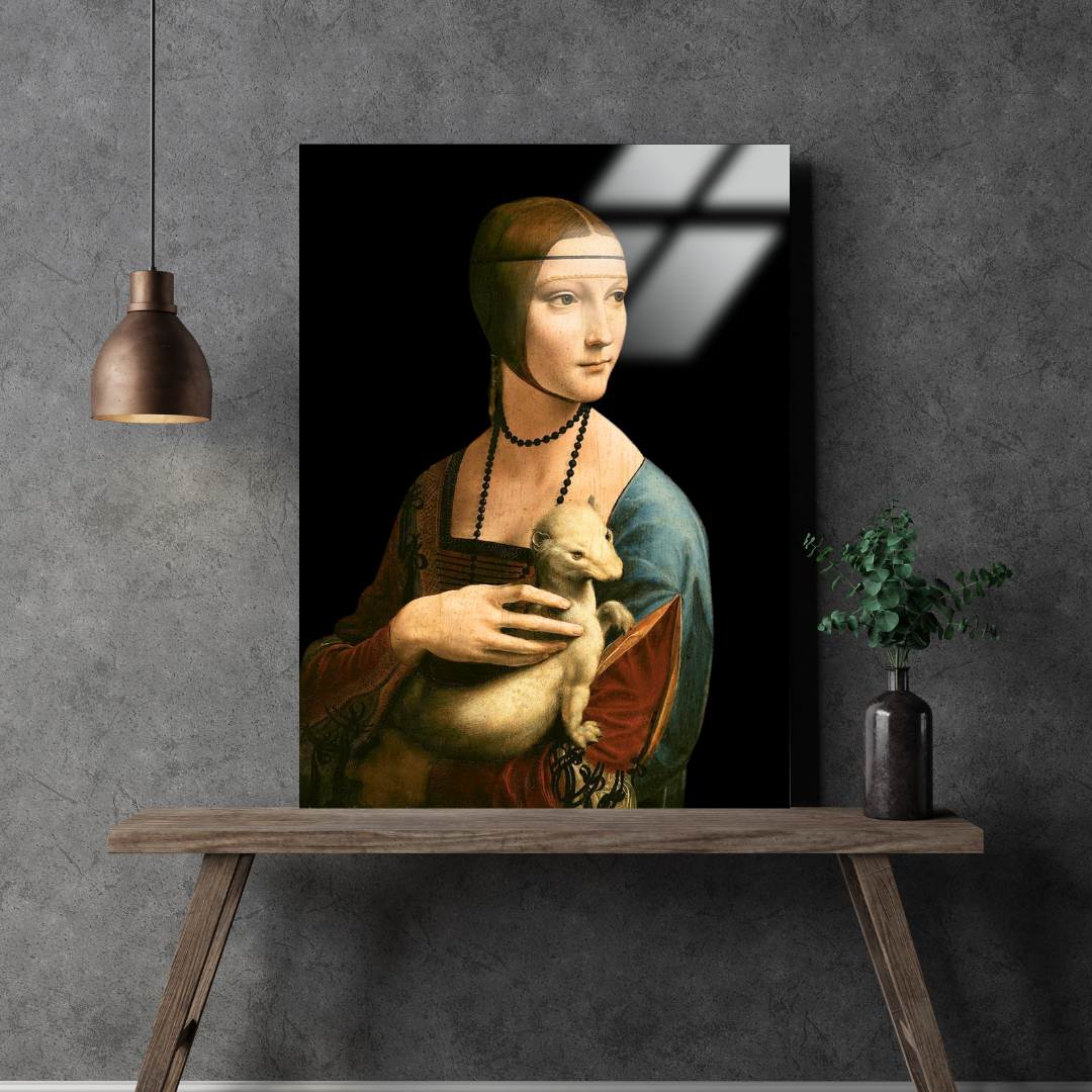 Kakımlı Kadın (Lady with an Ermine) - Leonardo da Vinci - Metal Poster & Tablo