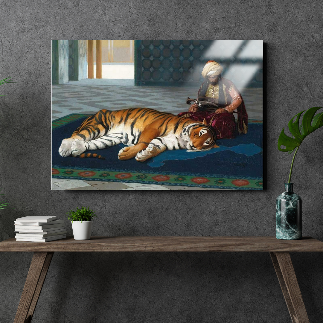 Kaplan ve Muhafız (The Tiger And The Guardian) - Jean Leon Gerome - Metal Poster & Tablo