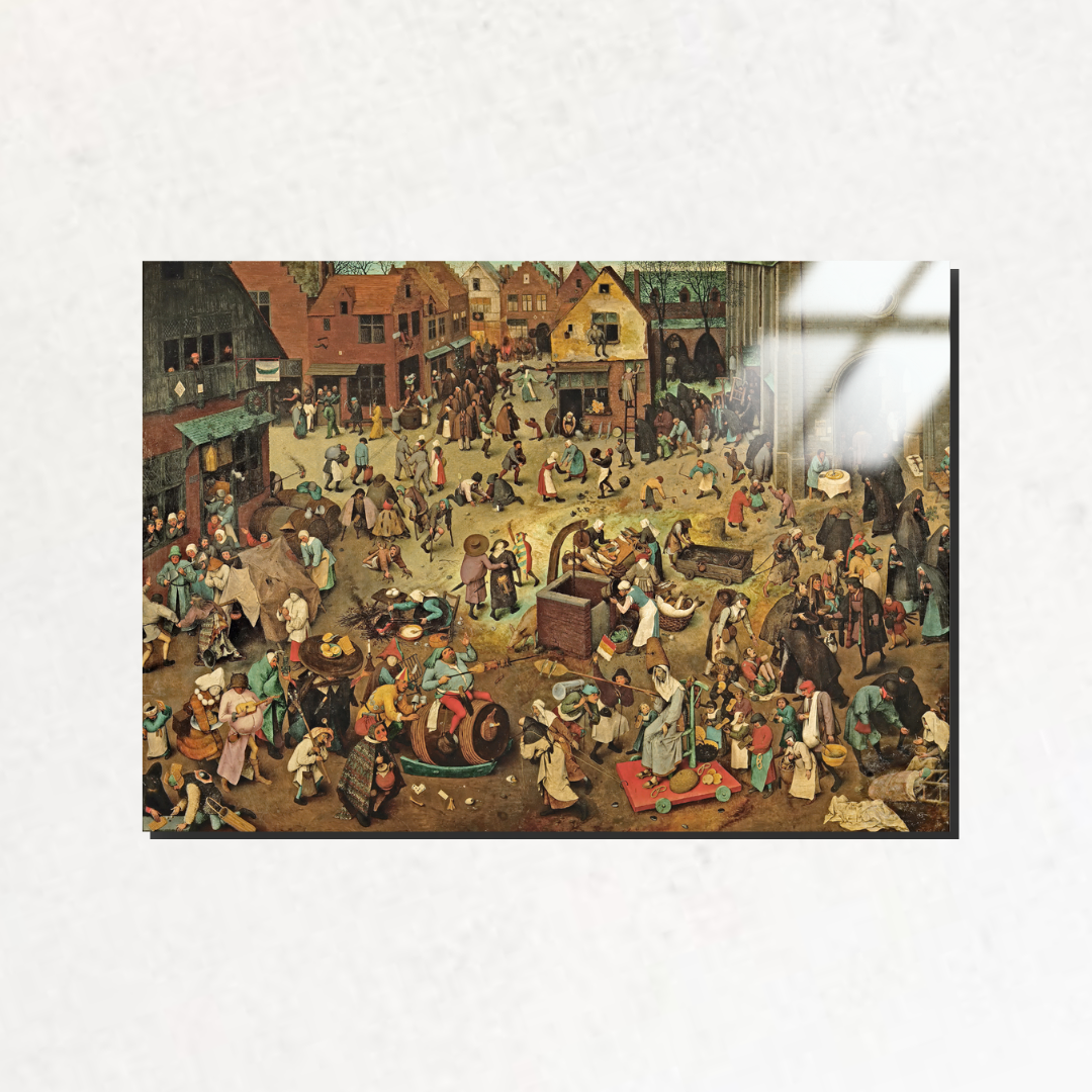 Karnaval ve Perhiz Arasındaki Savaş (The Fight Between Carnival and Lent) - Pieter Bruegel the Elder - Metal Poster & Tablo