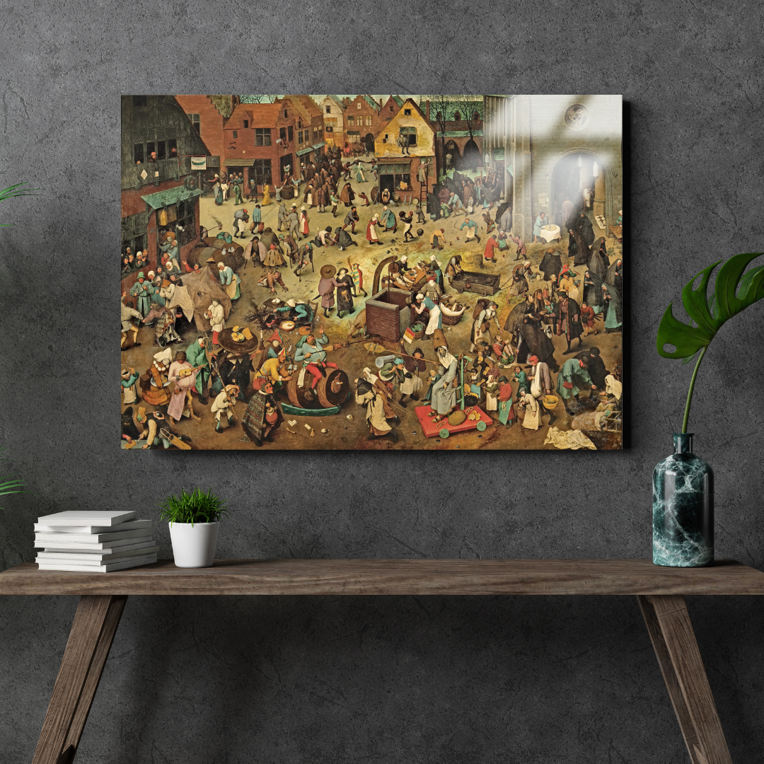 Karnaval ve Perhiz Arasındaki Savaş (The Fight Between Carnival and Lent) - Pieter Bruegel the Elder - Metal Poster & Tablo