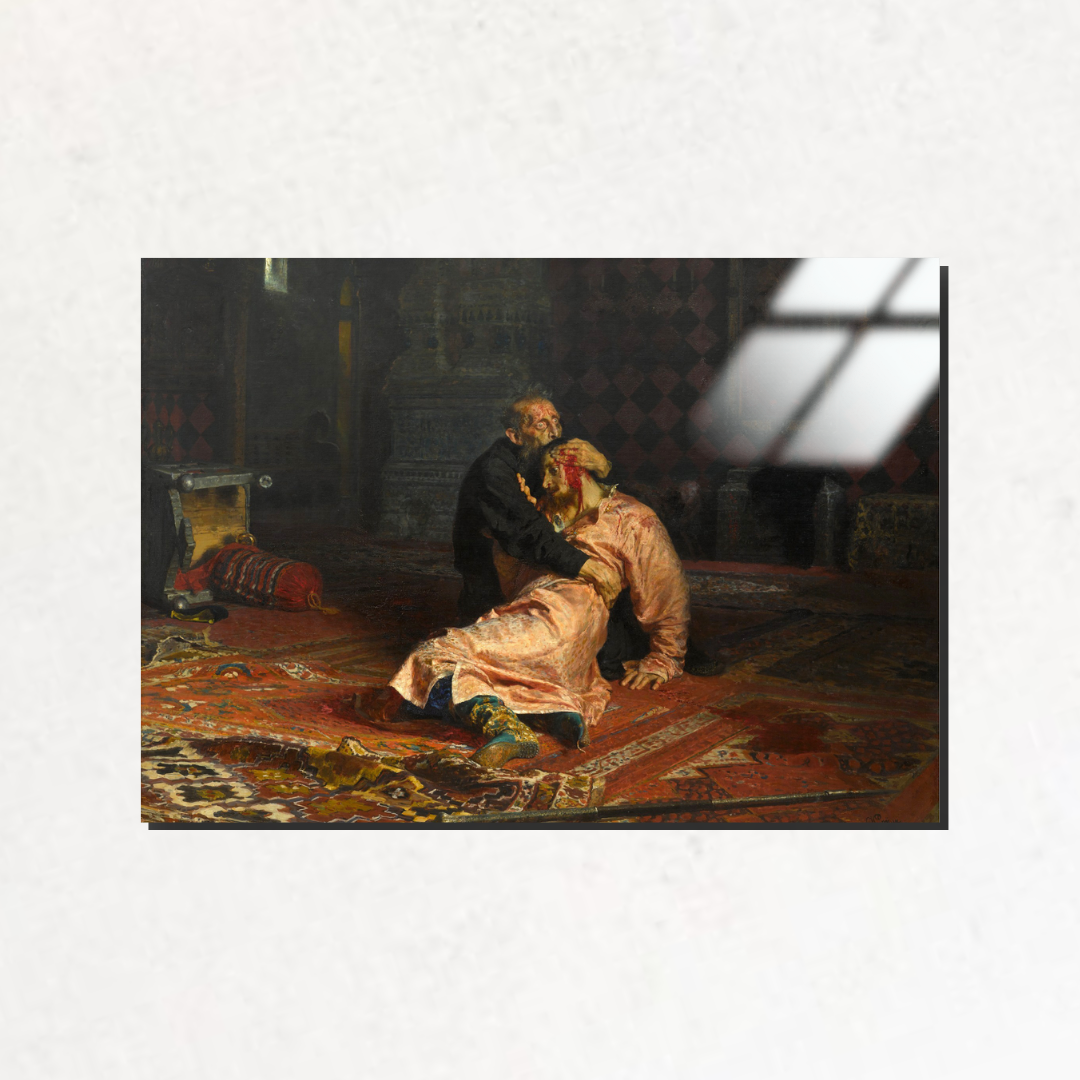 Korkunç Ivan ve Oğlu İvan (Ivan the Terrible and His Son Ivan) - Ilya Repin - Metal Poster & Tablo