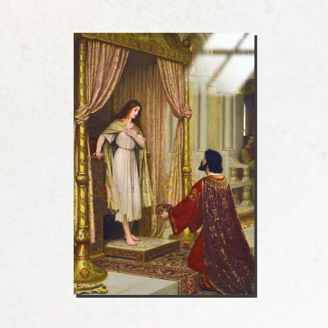 Kral ve Dilenci Kız (The King and the Beggar-Maid) - Edmund Leighton - Metal Poster & Tablo