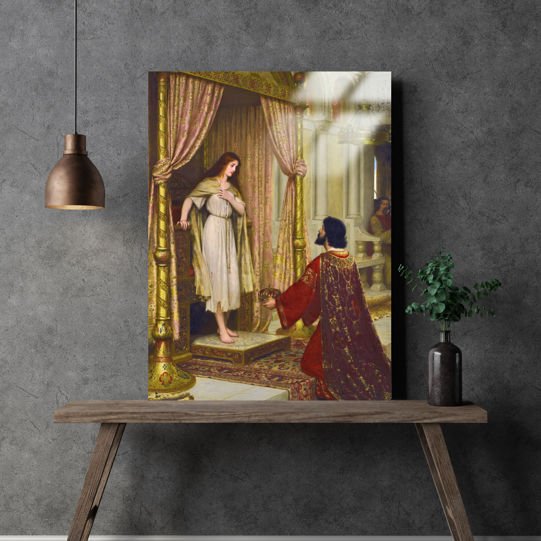 Kral ve Dilenci Kız (The King and the Beggar-Maid) - Edmund Leighton - Metal Poster & Tablo