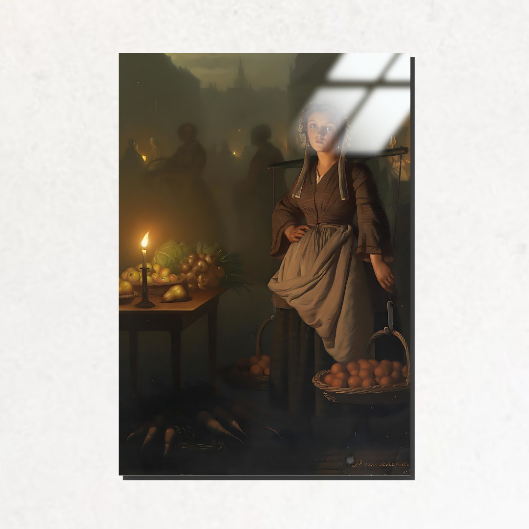 Mum Işığında Pazar (Market by candlelight) - Petrus van Schendel