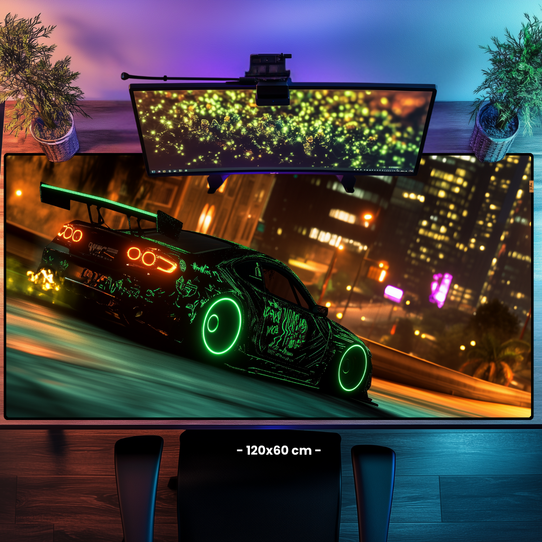 Neon Car - Mouse Pad & Masa Matı