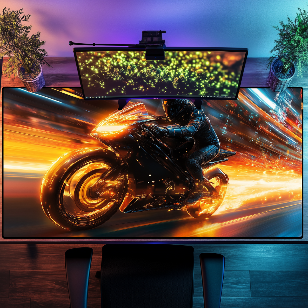 Neon Motorbike - Mouse Pad & Masa Matı