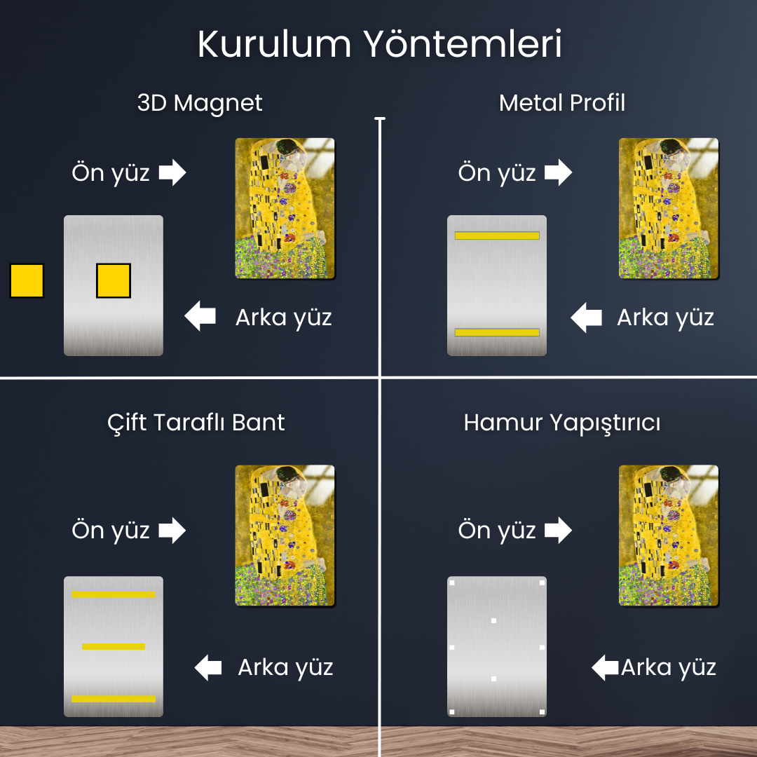 Öpücük (The Kiss) - Gustav Klimt -Metal Poster & Tablo