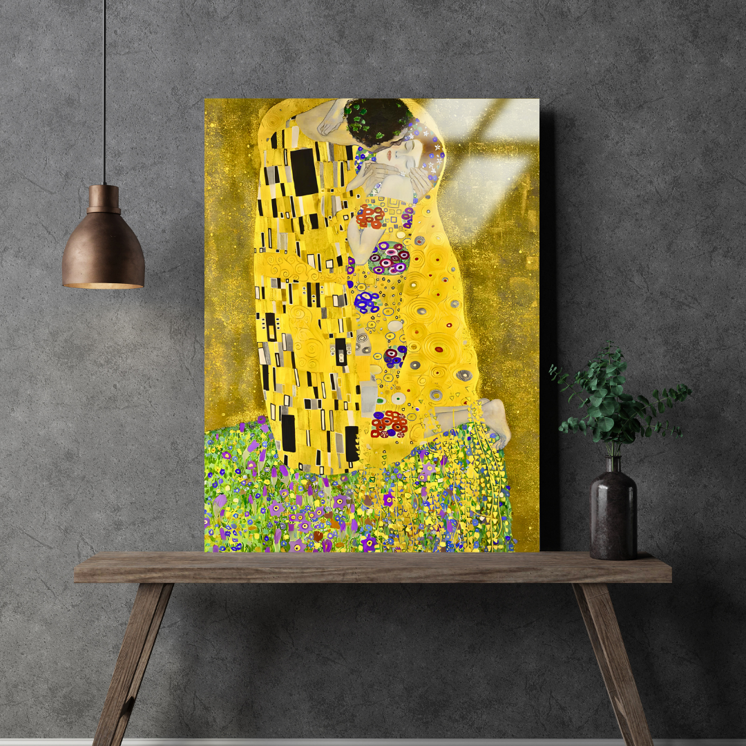 Öpücük (The Kiss) - Gustav Klimt -Metal Poster & Tablo