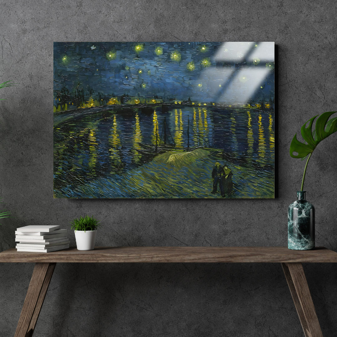 Rhone Üzerinde Yıldızlı Gece (Starry Night on the Rhone) - Vincent van Gogh - Metal Poster & Tablo
