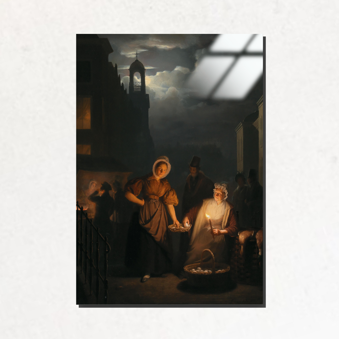 Rotterdam'da Gece Pazarı (Night Market in Rotterdam) - Petrus van Schendel - Metal Poster & Tablo