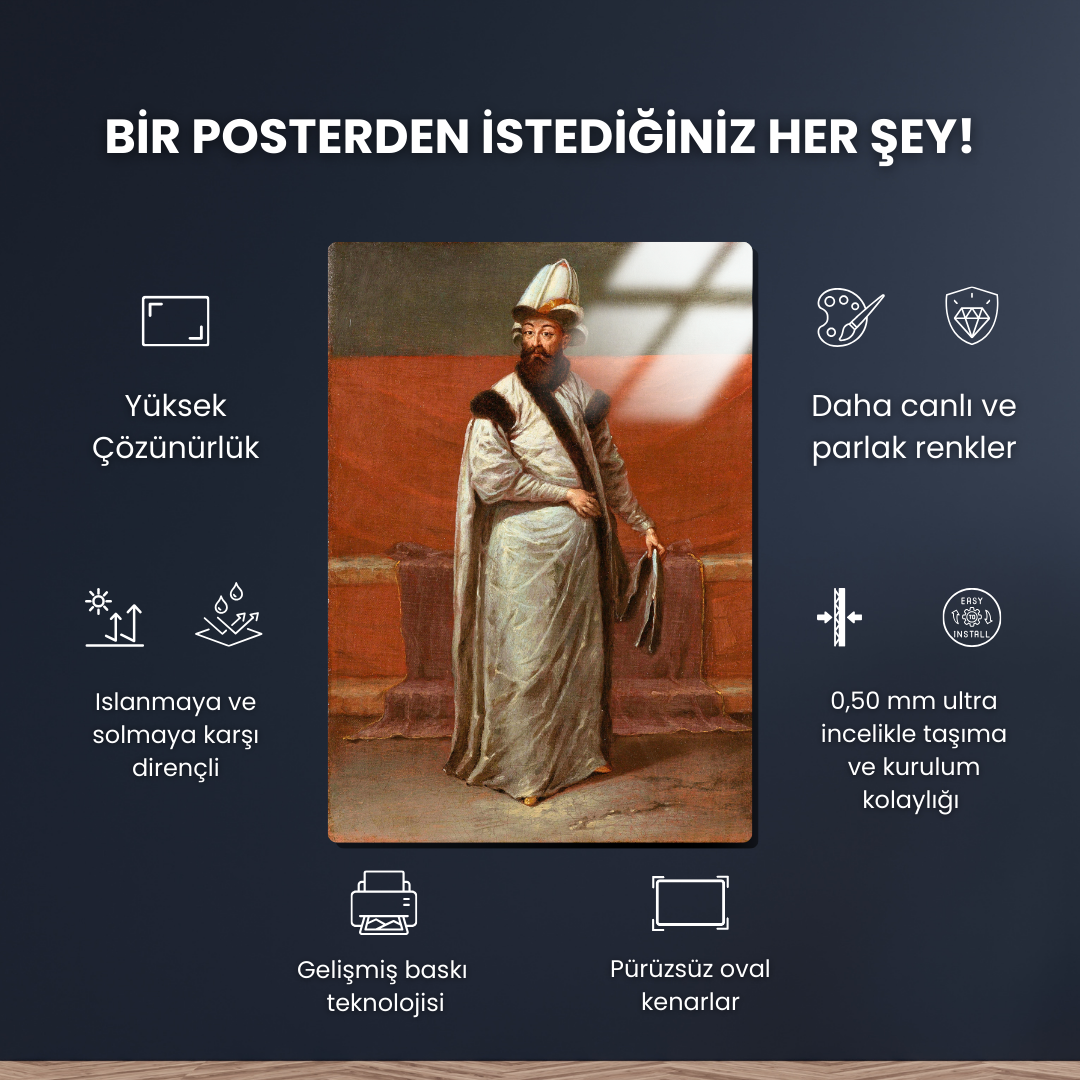 Sadrazam Nevşehirli Damad İbrahim Paşa (Grand Vizier Nevşehirli Damat Ĭbrahim Pasa) - Jean-Baptiste Vanmour - Metal Poster & Tablo