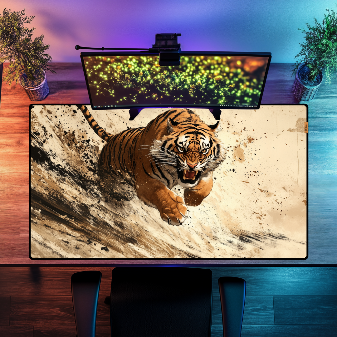 Saldırı Halinde Kaplan - Mouse Pad & Masa Matı