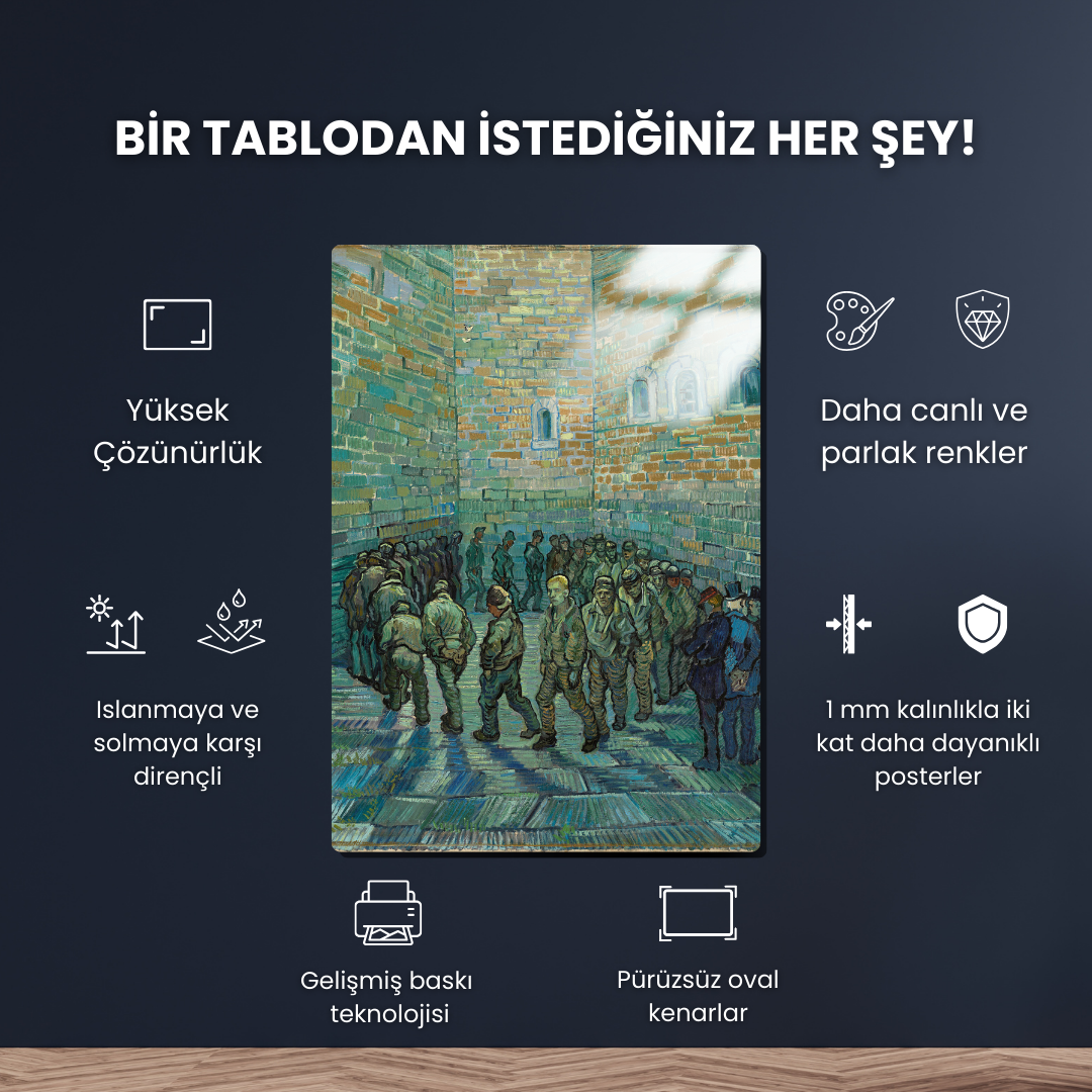 Tututklular Çemberi (Prisoners' Round) - Vincent Van Gogh - Metal Poster & Tablo