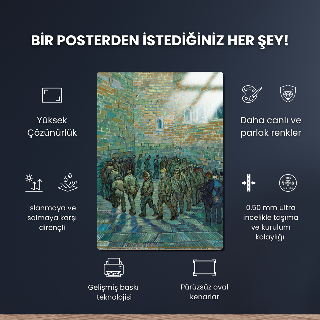 Tututklular Çemberi (Prisoners' Round) - Vincent Van Gogh - Metal Poster & Tablo
