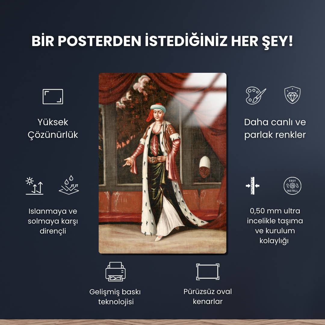 Valide Sultan (The Sultana-Mother) - Jean Baptiste Vanmour - Metal Poster & Tablo