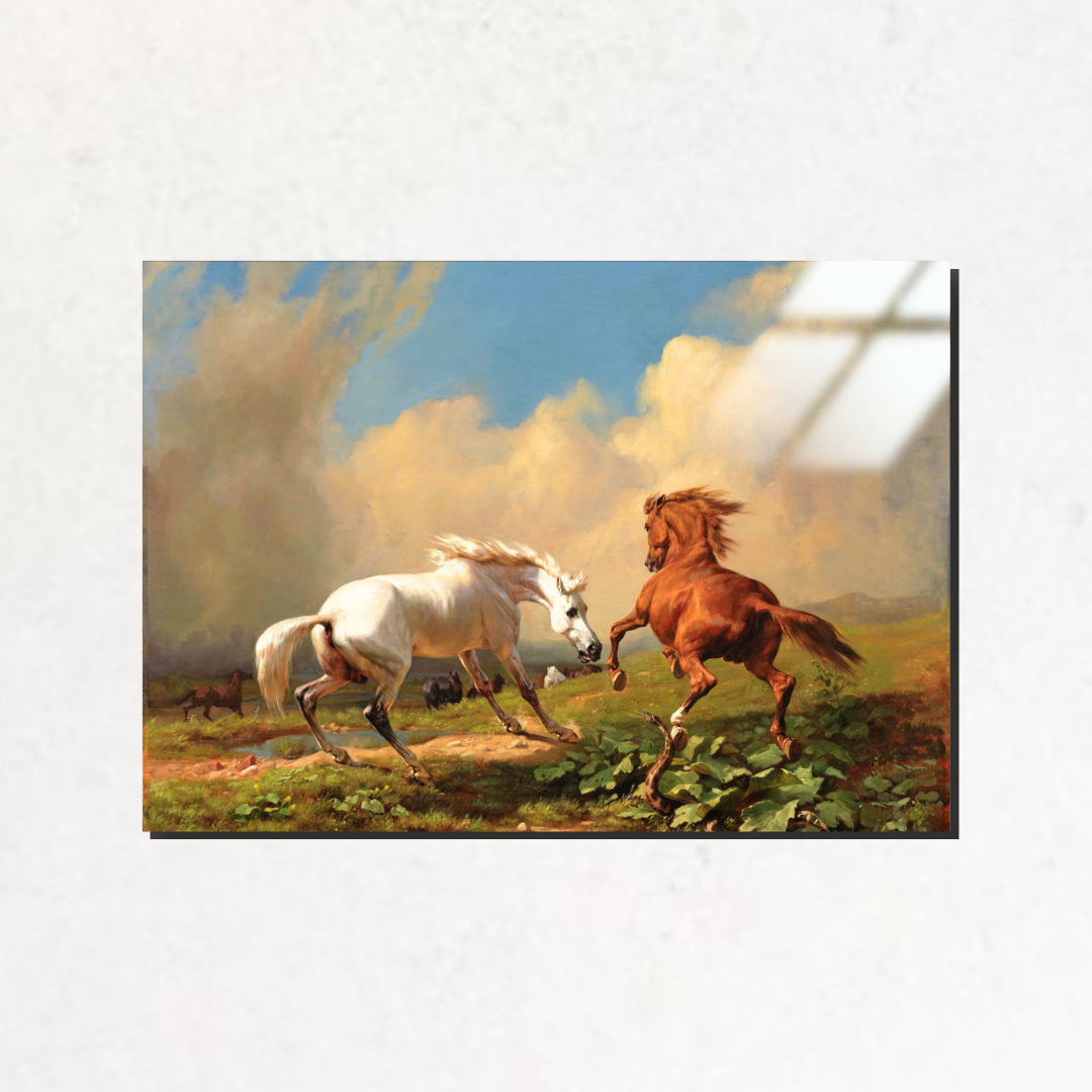 Yaklaşan Fırtınada Huysuzlaşan Atlar (Frightened Horses Before a Storm) - Rudolf Koller - Metal Poster & Tablo