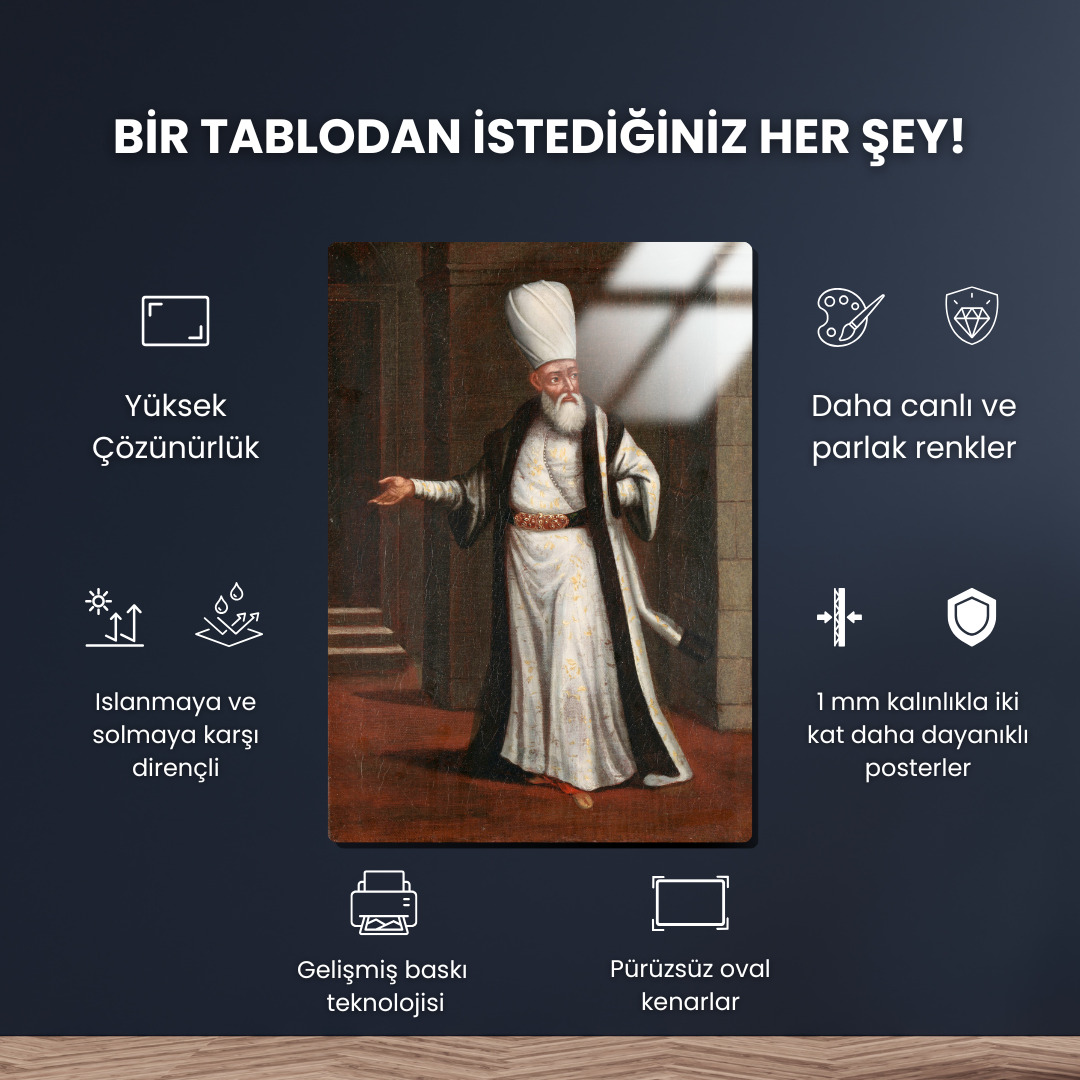 Yeniçeri Ağası, Yeniçerilerin Başkomutanı (The Janissary Aga, Commander-in-Chief of the Janissaries) - Jean-Baptiste Vanmour - Metal Poster & Tablo