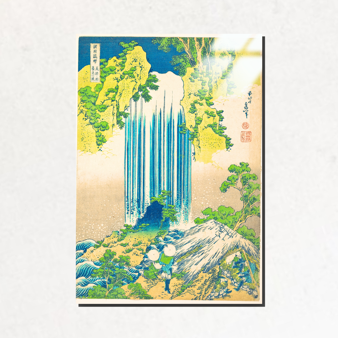 Yoro Şelalesi, Mino Eyaleti (Yoro Waterfall, Mino Province)-Katsushika Hokusai - Metal Poster & Tablo