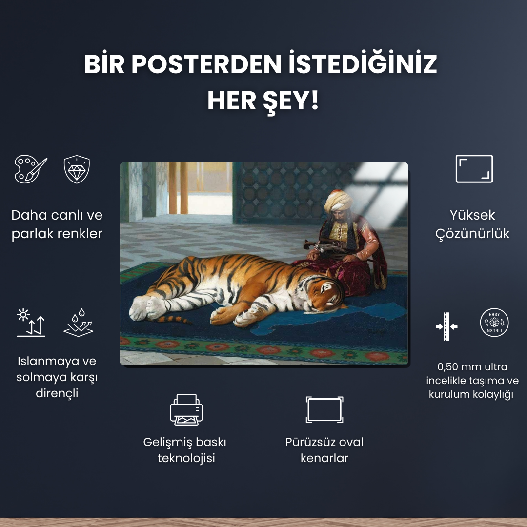 Kaplan ve Muhafız (The Tiger And The Guardian) - Jean Leon Gerome - Metal Poster & Tablo