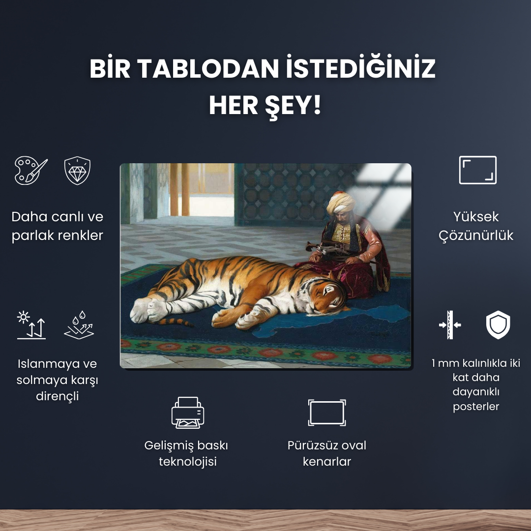 Kaplan ve Muhafız (The Tiger And The Guardian) - Jean Leon Gerome - Metal Poster & Tablo