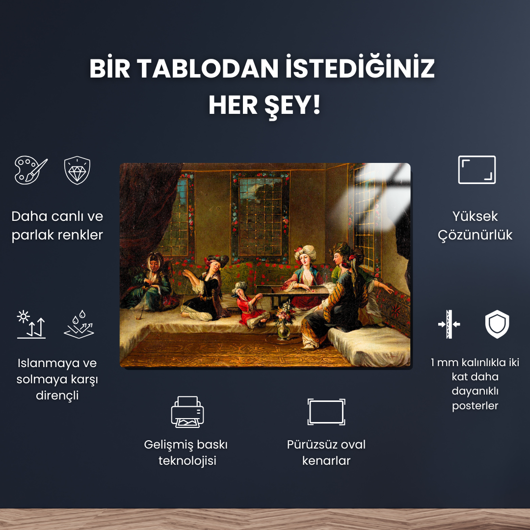 Nakış İşleyen Kadınlar (Women Embroidering) - The Vanmour School - Metal Poster & Tablo