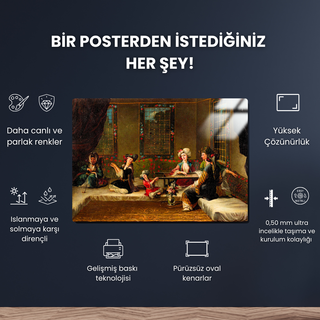Nakış İşleyen Kadınlar (Women Embroidering) - The Vanmour School - Metal Poster & Tablo