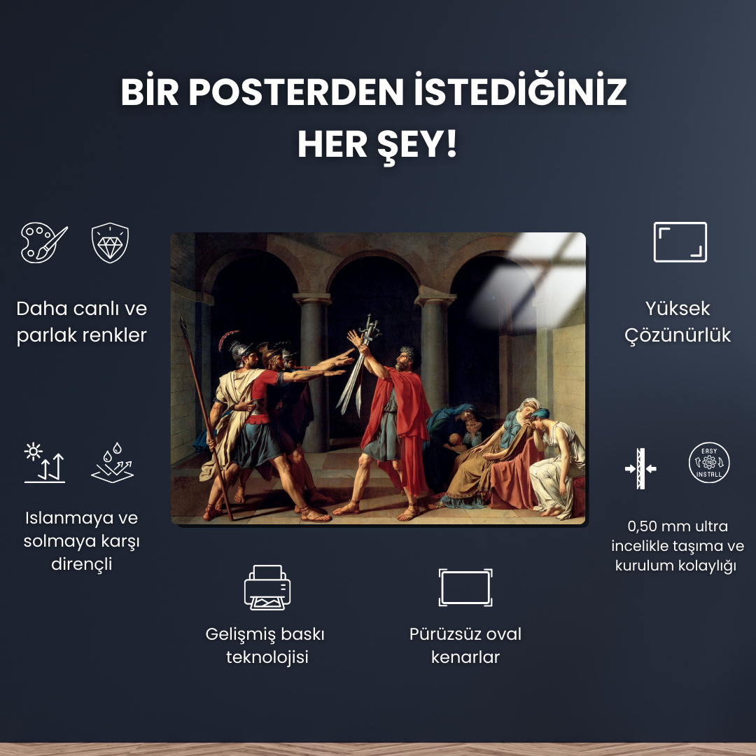 Horas Kardeşlerin Yemini (The Oath of the Horatii) - Jacques-Louis David - Metal Poster & Tablo