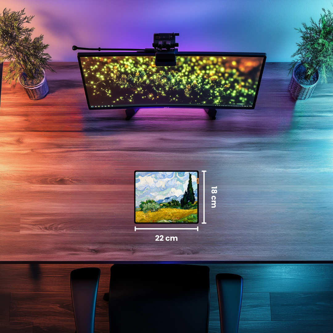 Selvi Ağaçlı Buğday Tarlası (Wheat Field with Cypresses) - Vincent van Gogh - Mouse Pad & Masa Matı