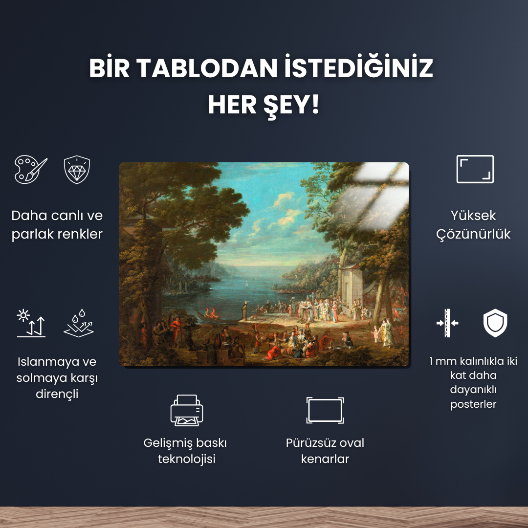 Boğaz boyunca Hünkâr İskelesi'nde Kadınlar Gezisi (Ladies’ Outing at Hünkâr İskelesi along the Bosporus) - Jean Baptiste Vanmour - Metal Poster & Tablo