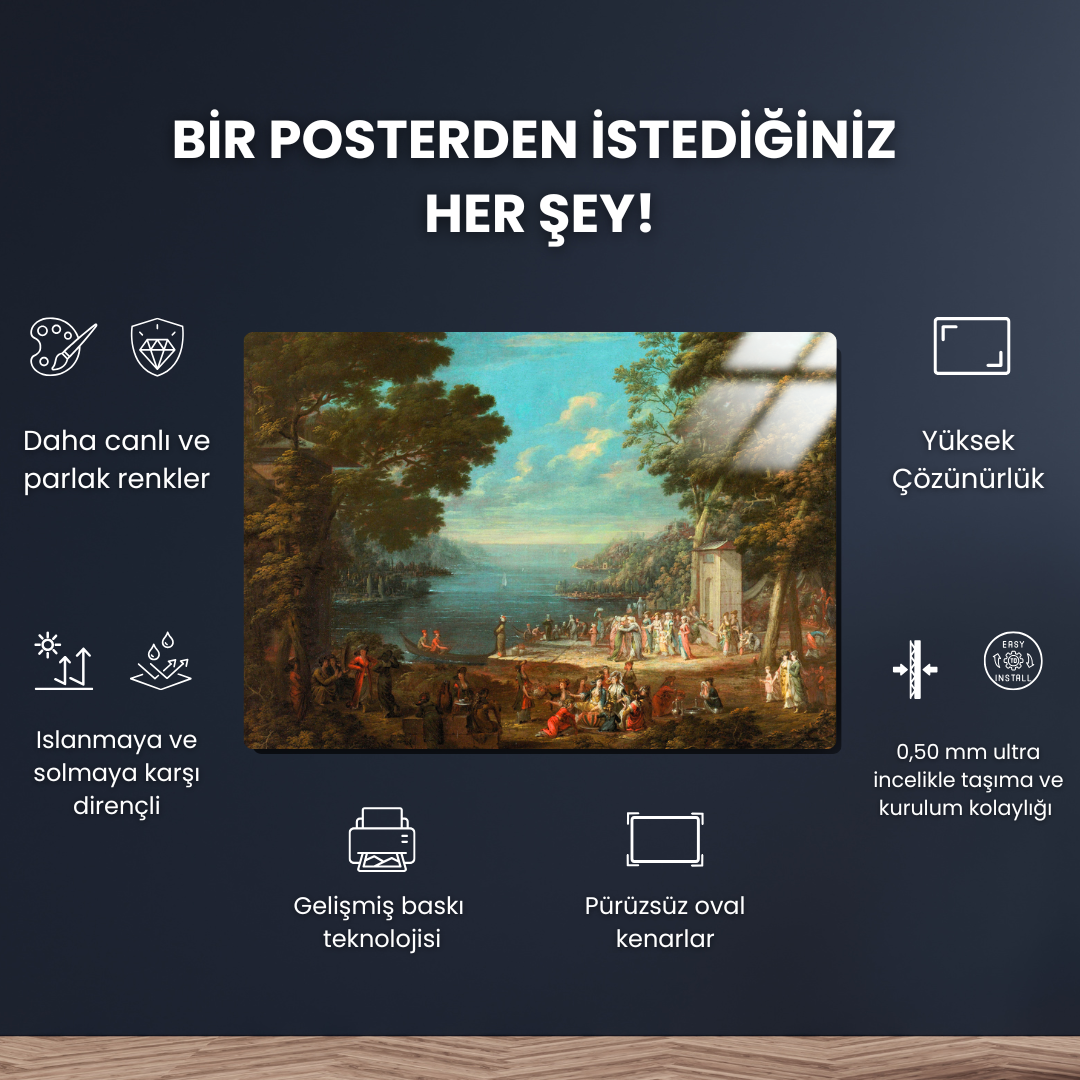 Boğaz boyunca Hünkâr İskelesi'nde Kadınlar Gezisi (Ladies’ Outing at Hünkâr İskelesi along the Bosporus) - Jean Baptiste Vanmour - Metal Poster & Tablo