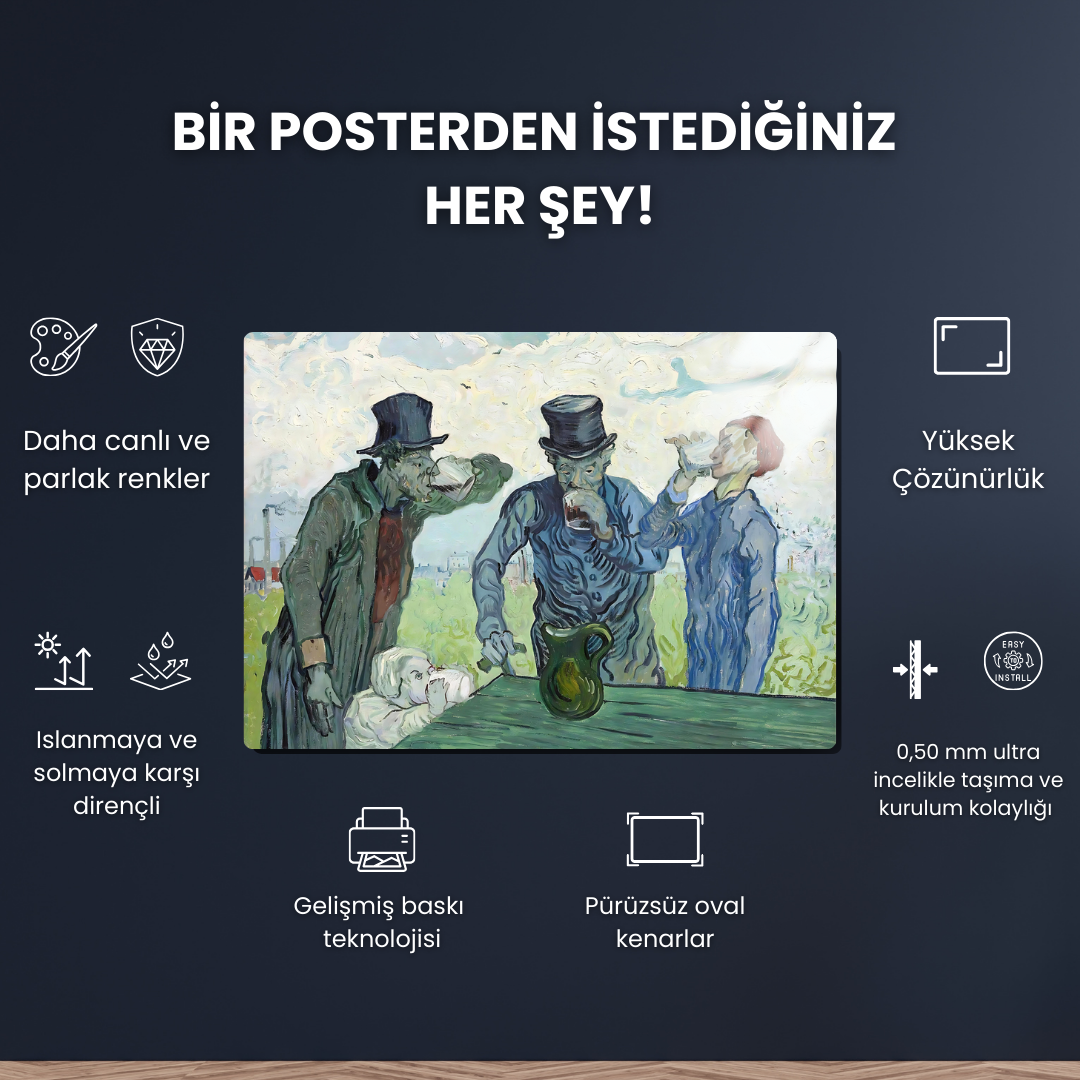 İçenler (The Drinkers) - Vincent van Gogh - Metal Poster & Tablo