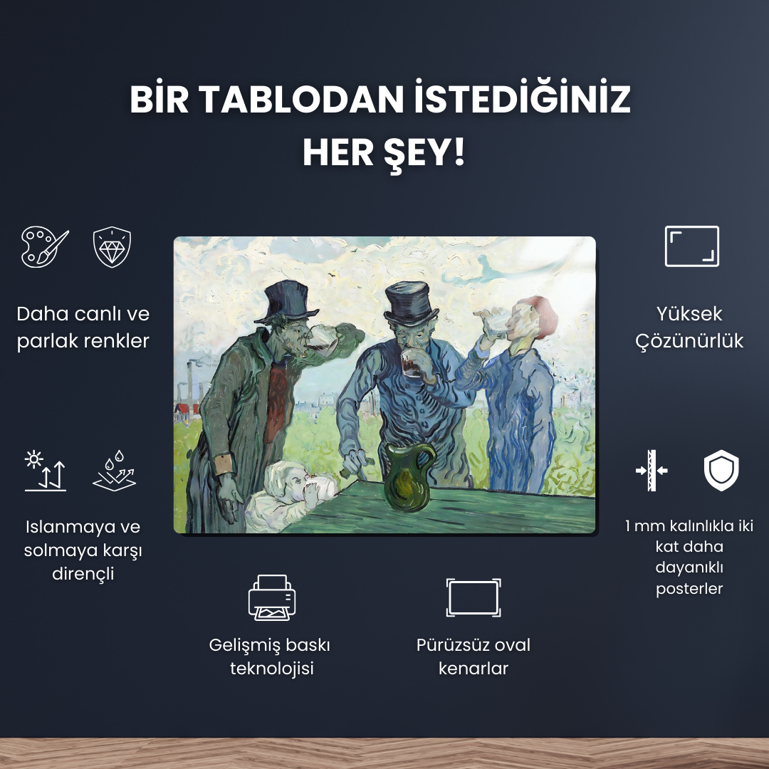 İçenler (The Drinkers) - Vincent van Gogh - Metal Poster & Tablo