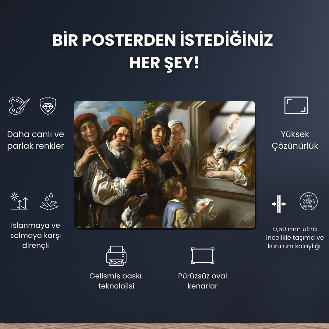 Ambulant Müzisyenleri ya da Serenat (Ambulant Musicians or the Serenade) - Jacob Jordaens - Metal Poster & Tablo