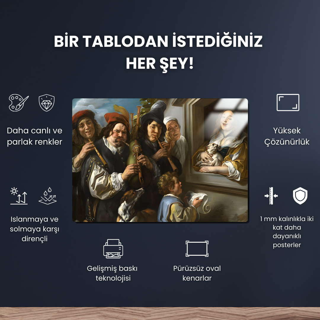 Ambulant Müzisyenleri ya da Serenat (Ambulant Musicians or the Serenade) - Jacob Jordaens - Metal Poster & Tablo