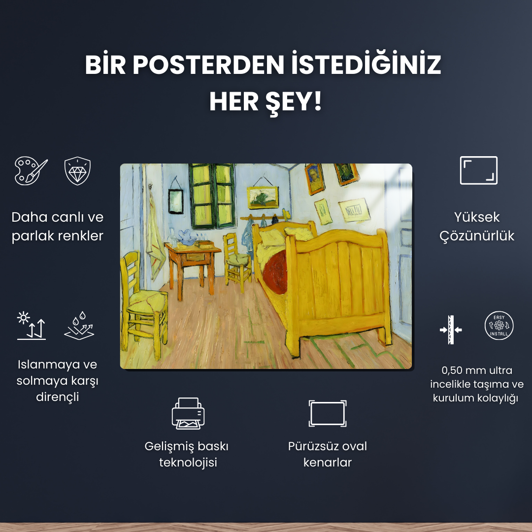 Arles'teki Yatak Odası (Bedroom in Arles) - Vincent van Gogh - Metal Poster & Tablo