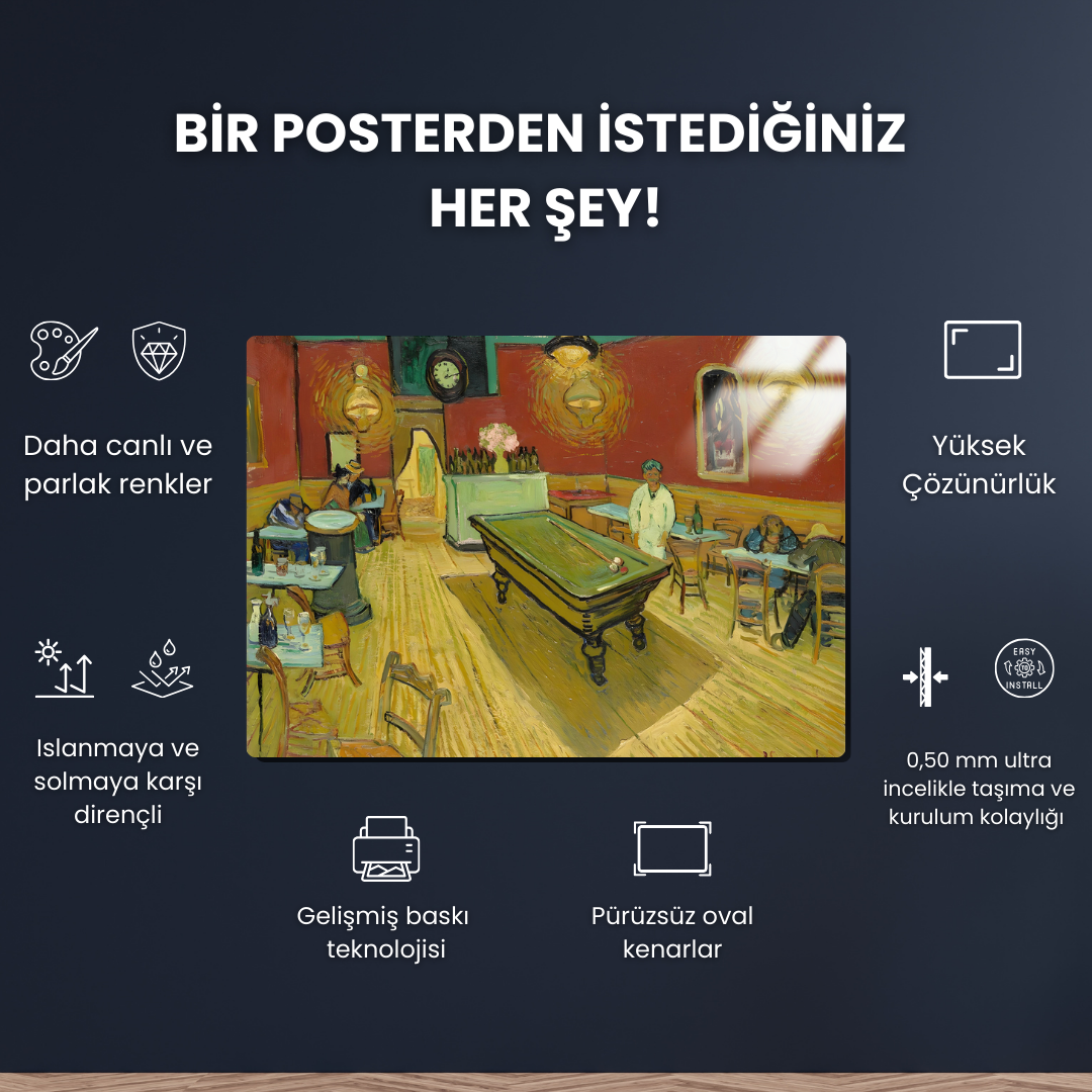 Gece Kahvesi (The Night Café) - Vincent van Gogh - Metal Poster & Tablo