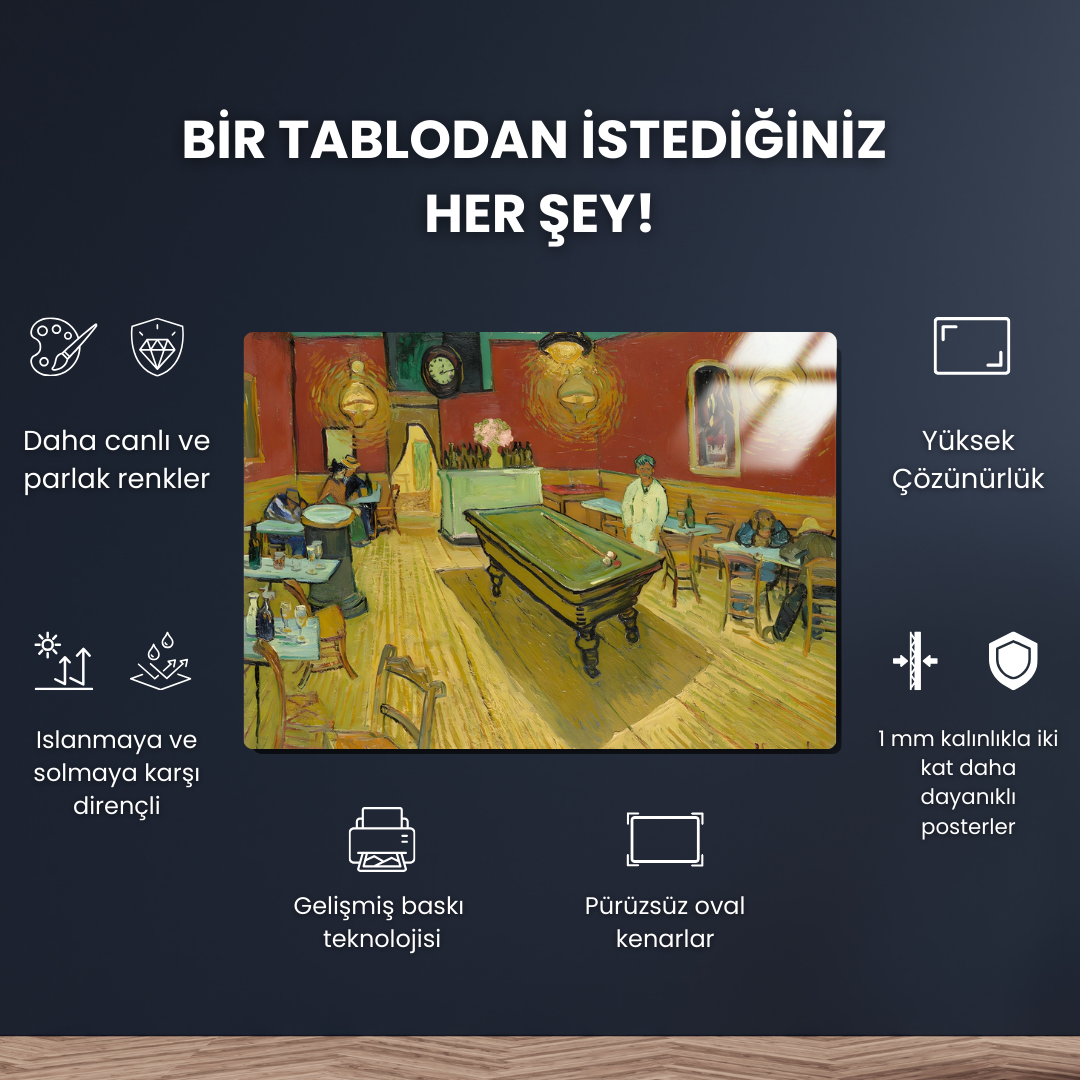 Gece Kahvesi (The Night Café) - Vincent van Gogh - Metal Poster & Tablo