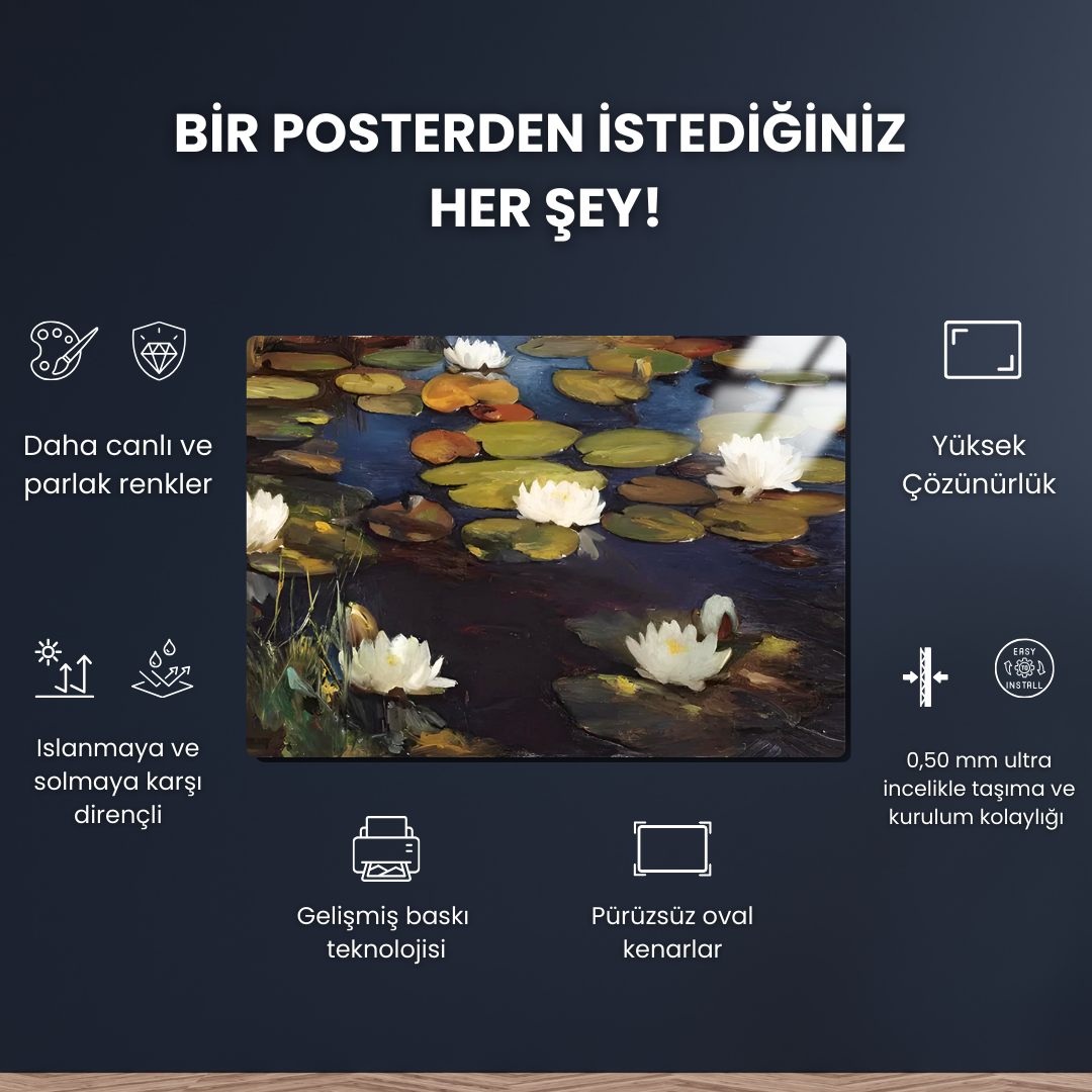 Nilüferler (Water Lilies) - Albert Edelfelt - Metal Poster & Tablo