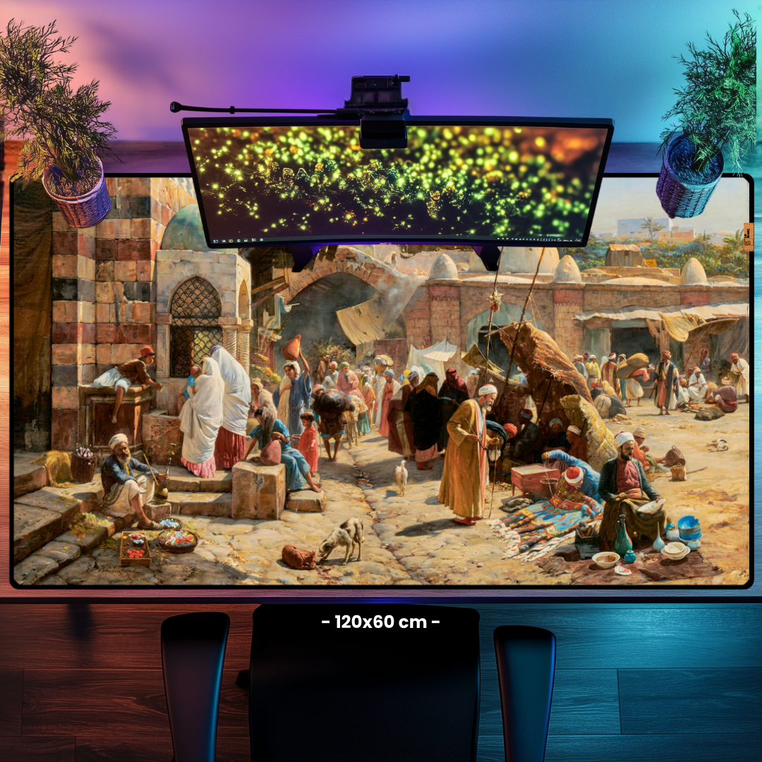 Yafa'da Pazar Yeri (Market in Jaffa) - Gustav Bauernfeind - Mouse Pad & Masa Matı