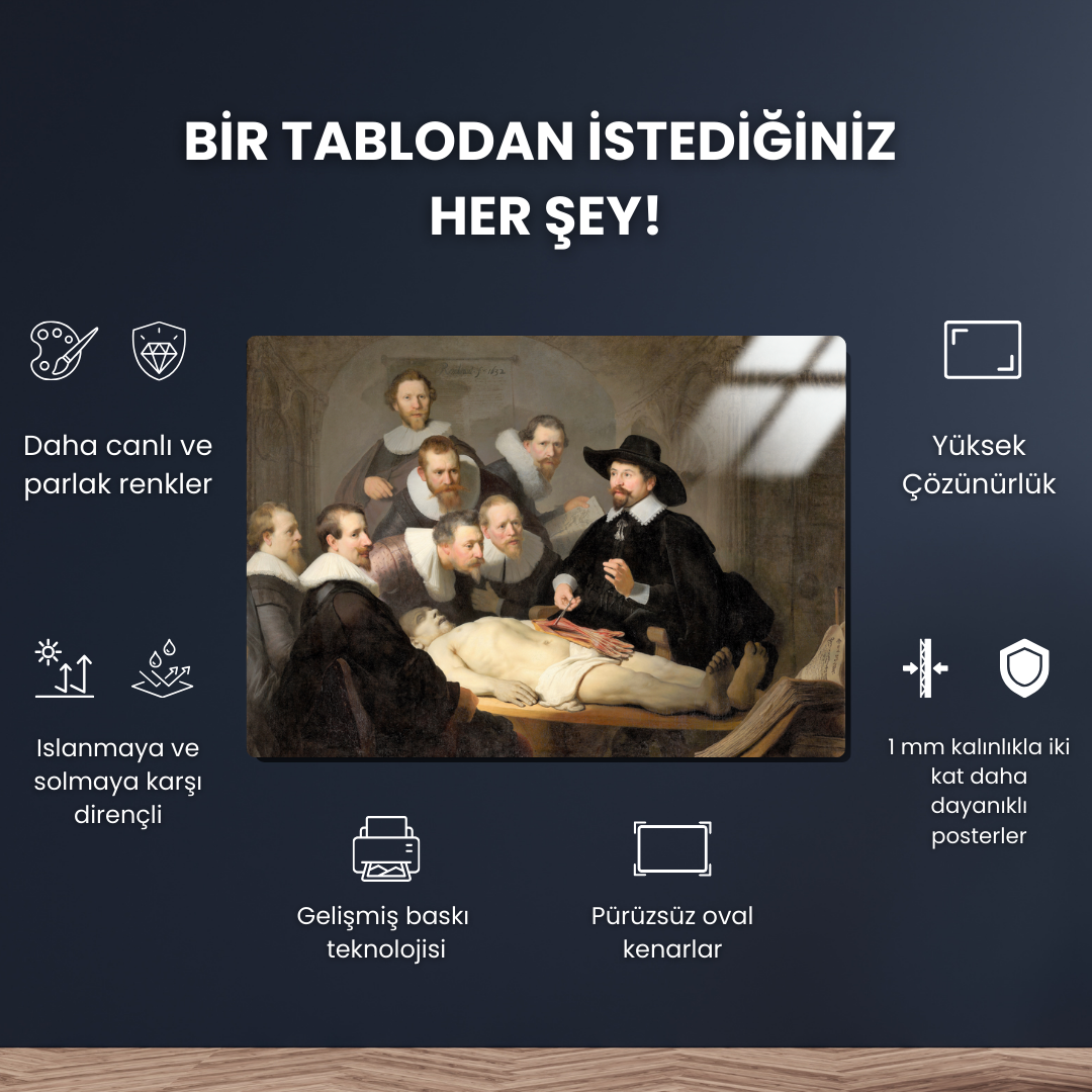 Dr. Nicolaes Tulp'un Anatomi Dersi (The Anatomy Lesson of Dr. Nicolaes Tulp) - Rembrandt - Metal Poster & Tablo