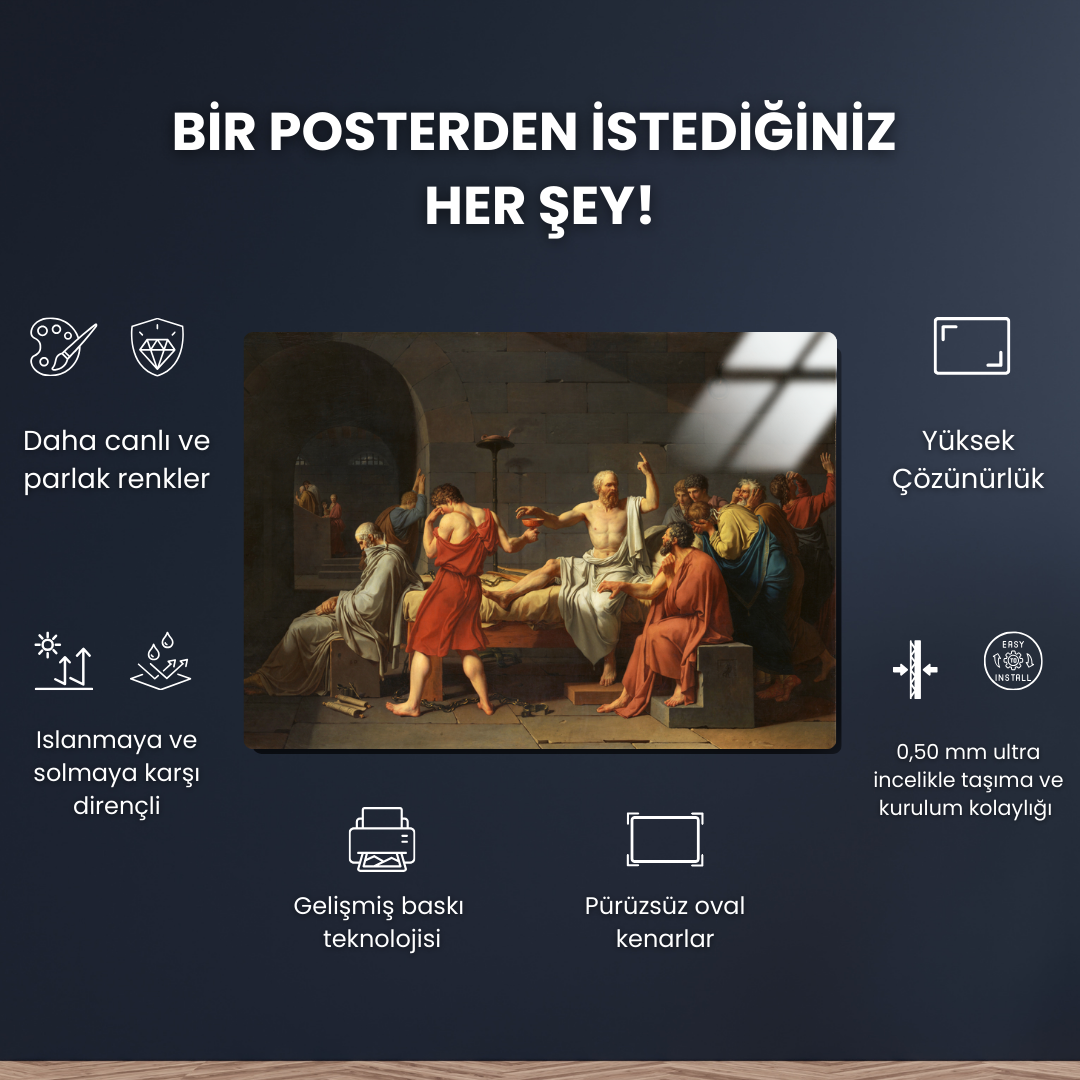 Sokrates'in Ölümü (The Death of Socrates) - Jacques-Louis David - Metal Poster & Tablo