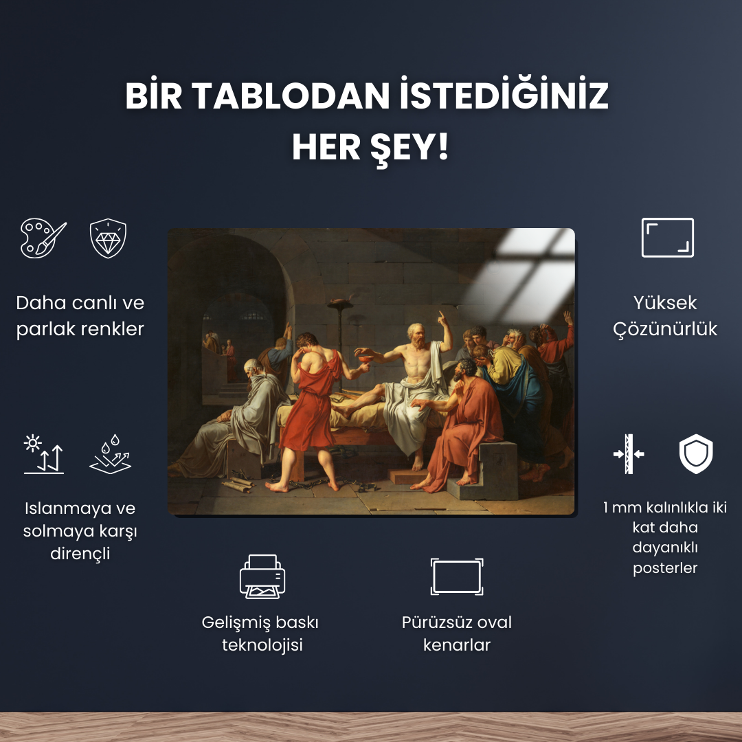 Sokrates'in Ölümü (The Death of Socrates) - Jacques-Louis David - Metal Poster & Tablo