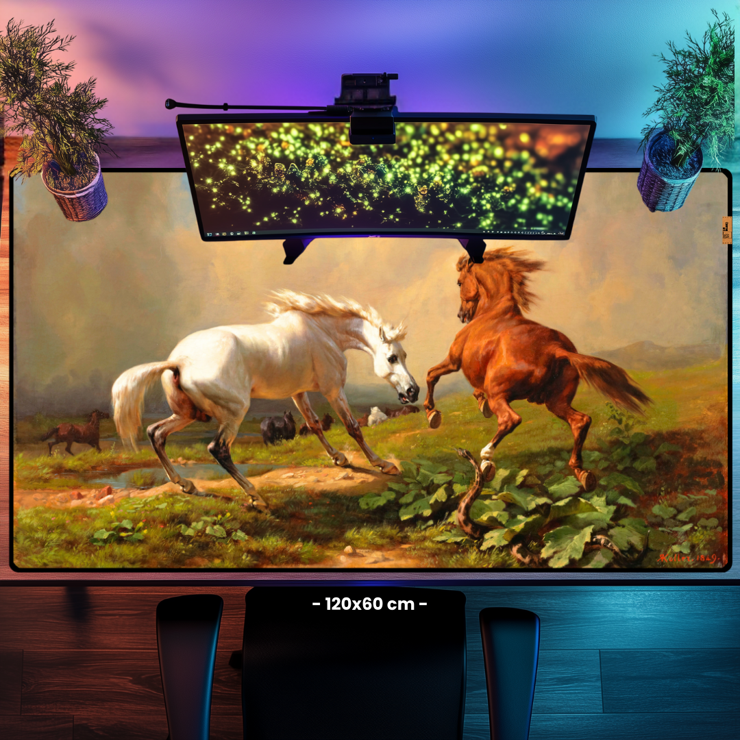 Yaklaşan Fırtınada Huysuzlaşan Atlar (Frightened Horses Before a Storm) - Rudolf Koller - Mouse Pad & Masa Matı