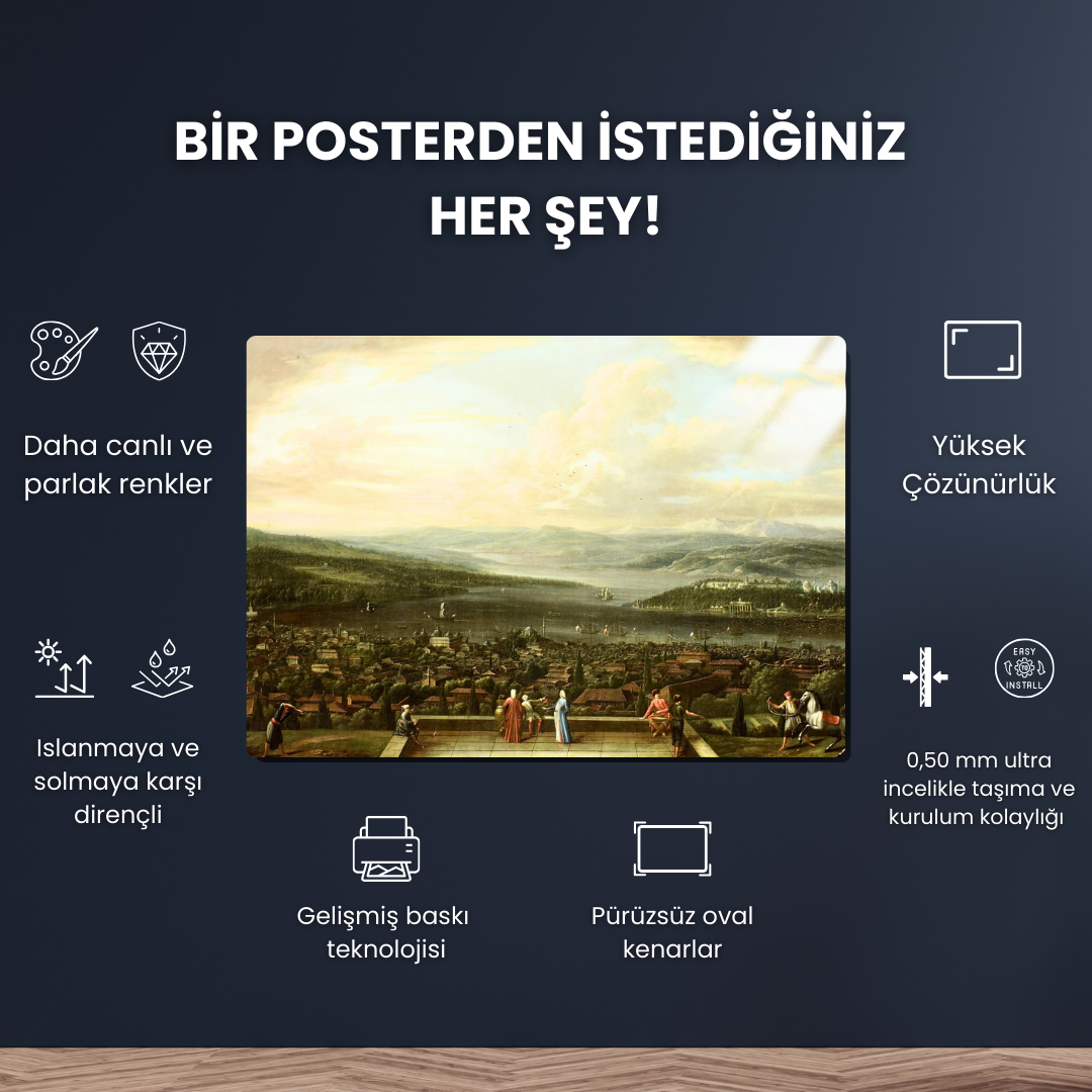Pera'daki Hollanda Büyükelçiliği'nden İstanbul Manzarası (View of Istanbul from the Dutch Embassy at Pera) - Jean Baptiste Vanmour - Metal Poster & Tablo