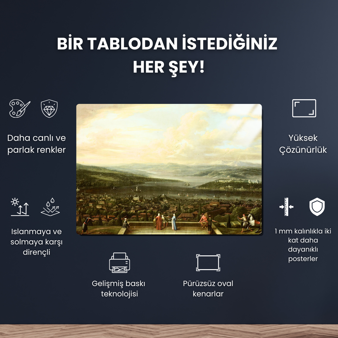 Pera'daki Hollanda Büyükelçiliği'nden İstanbul Manzarası (View of Istanbul from the Dutch Embassy at Pera) - Jean Baptiste Vanmour - Metal Poster & Tablo