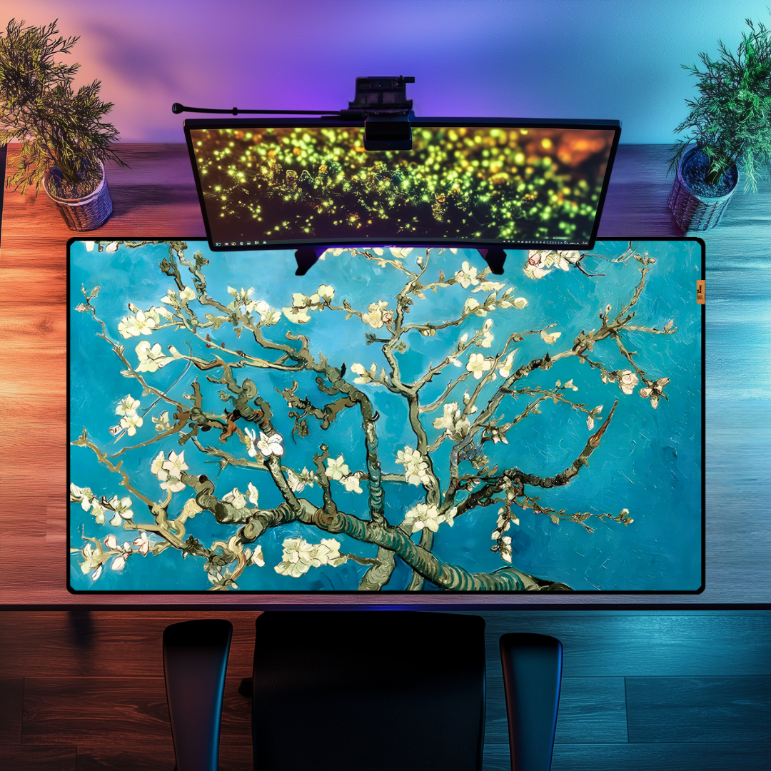 Çiçek Açan Badem Ağacı (Almond Blossoms) - Vincent van Gogh - Mouse Pad & Masa Matı