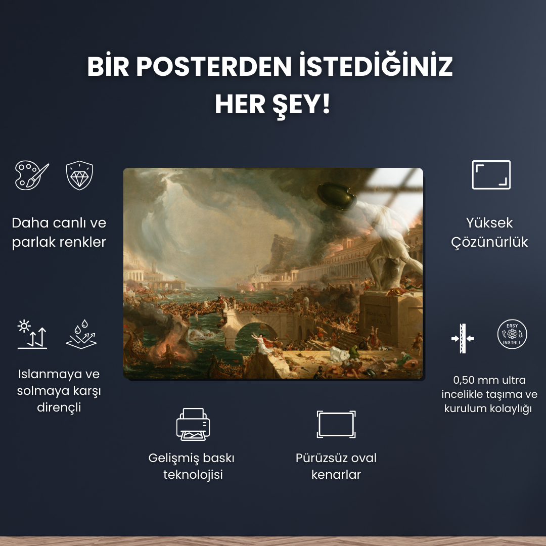 Imparatorluğun Rotası Yıkım (The Course of Empire Destruction) - Cole Thomas - Metal Poster & Tablo
