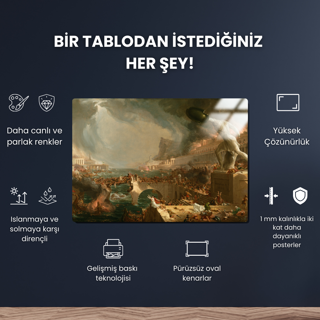 Imparatorluğun Rotası Yıkım (The Course of Empire Destruction) - Cole Thomas - Metal Poster & Tablo